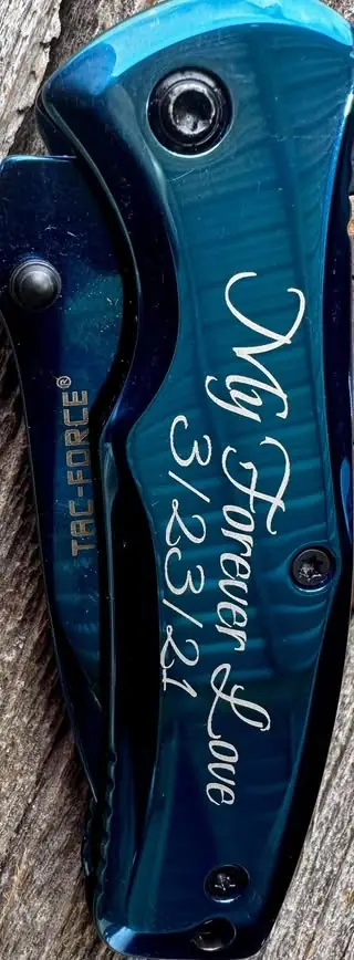 Custom engraved knife or tool example