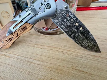 Custom engraved knife or tool example