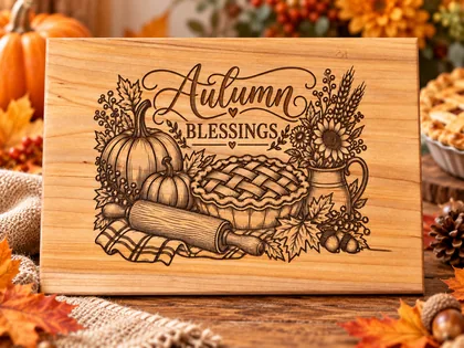 Autumn Blessings engraved cutting board