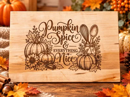 Pumpkin Spice and Everything Nice engraved cutting board
