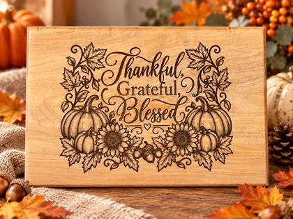 Thankful Grateful Blessed engraved fall cutting board