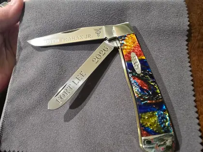 Custom engraved knife or tool example