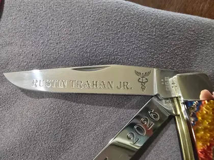Custom engraved knife or tool example