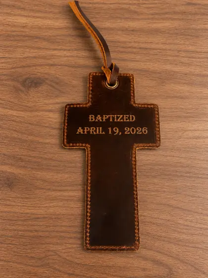 Custom engraved leather item example