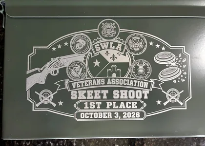 SWLA Veterans Association skeet shoot first-place custom engraving