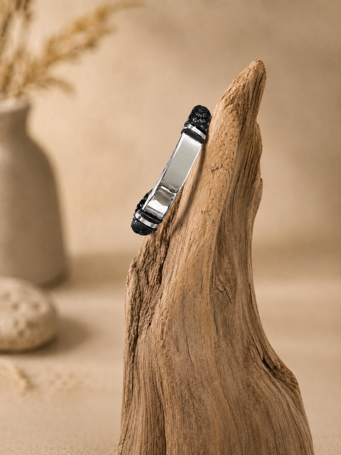 Bracelet displayed on wood