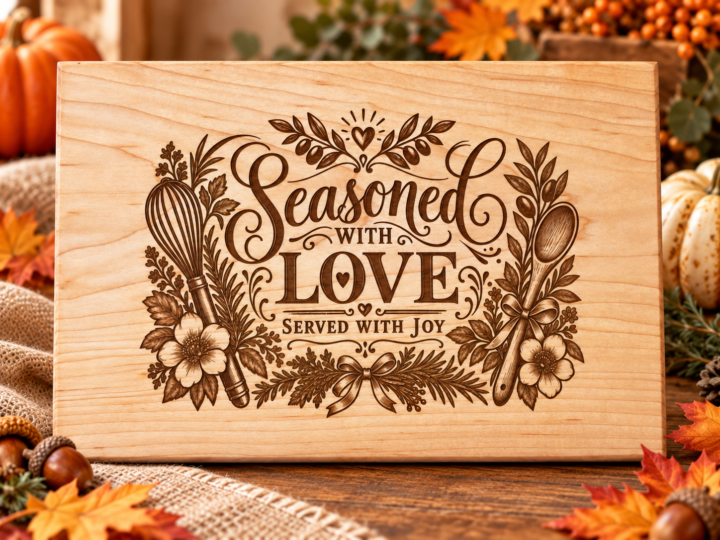 Seasoned with Love engraved cutting board
